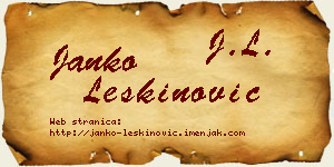 Janko Leškinović vizit kartica